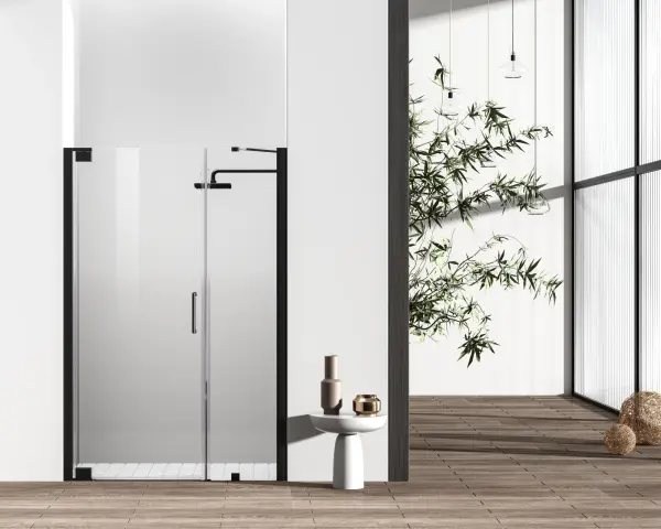 The Carson shower door combines contemporary style with practical functionality. Its semi-frameless design and matte black finish create a modern aesthetic while tempered glass and heavy-duty hinges ensure durability.