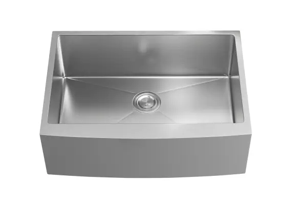 A spacious Single bowl provides ample space for washing several items while containing mess and splatter inside the sink. Farmhouse undermount installation with a modern flat apron front creates a striking statement, with no exposed mounting deck so you can wipe water and crumbs directly into the sink. Highly durable sink with drainage grooves and sloped sink bottom to help divert water into the drain. Installation ready and comes with the mounting hardware and cut-out template Collection: Montgomery Rooms: kitchen Finish: Stainless Steel Width: 21.00" Height: 10.00" Length: 30.00" Weight: 31.00 lb Material: Stainless steel Country of Origin: China Manufacturer Warranty: 1 year limited