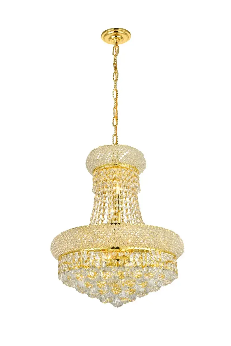 Primo Eight Light Crystal Pendant in Gold
