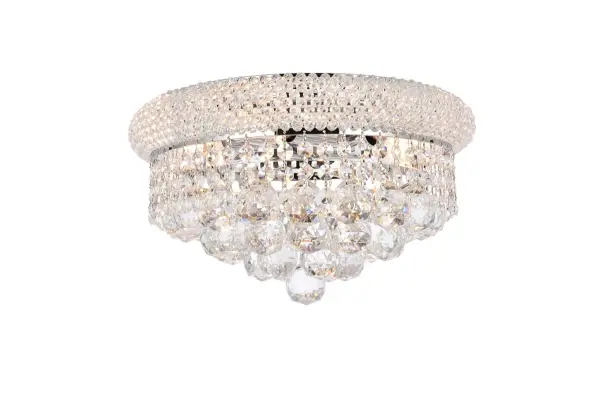 "Primo" means "first" in Italian, and Primo flush-mount fixtures are not only a top choice in elegant, dramatic lighting, they give you many choices in designs. Round and oblong frames in chrome or gold finishes are encircled at the top by a ring that's saturated in crystals. The body of the frame is covered with a profusion of crystals in an array of shapes, - forming layer after layer of shimmering brilliance. Collection: Primo Rooms: Dining room, Living room, Bedroom, Bathroom, Entry Way, Closet Finish: Chrome Crystal: clear Notes: Royal Cut Crystal (Clear) Width: 14.00" Height: 8.00" Length: 14.00" Weight: 24.00 lb Wire: 11.81" Canopy: 7.87"x0.98" Number of Bulbs: 6 Maximum Wattage: 40.00 W Bulb Type: B10 Bulb Base: E12 Dimmable Voltage: 110.00 V Material: Steel Country of Origin: China Safety Listing: ETL Safety Rating: UL,ULC Manufacturer Warranty: 1 year limited
