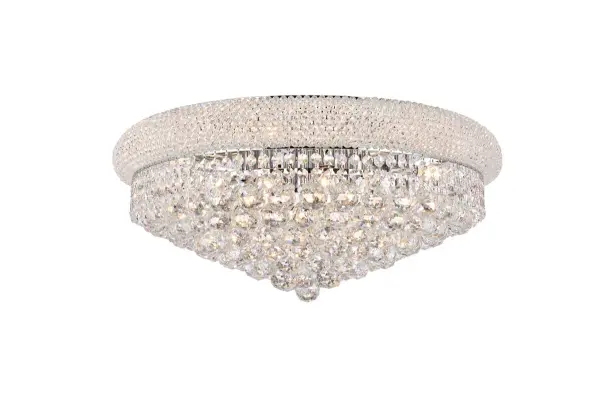 "Primo" means "first" in Italian, and Primo flush-mount fixtures are not only a top choice in elegant, dramatic lighting, they give you many choices in designs. Round and oblong frames in chrome or gold finishes are encircled at the top by a ring that's saturated in crystals. The body of the frame is covered with a profusion of crystals in an array of shapes, - forming layer after layer of shimmering brilliance. Collection: Primo Rooms: Dining room, Living room, Bedroom, Bathroom, Entry Way, Closet Finish: Chrome Crystal: clear Notes: Royal Cut Crystal (Clear) Width: 24.00" Height: 12.00" Length: 24.00" Weight: 58.00 lb Wire: 19.68" Canopy: 17.71"x0.98" Number of Bulbs: 12 Maximum Wattage: 40.00 W Bulb Type: B10 Bulb Base: E12 Dimmable Voltage: 110.00 V Material: Steel Country of Origin: China Safety Listing: ETL Safety Rating: UL,ULC Manufacturer Warranty: 1 year limited