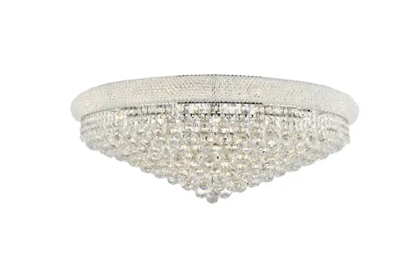 "Primo" means "first" in Italian, and Primo flush-mount fixtures are not only a top choice in elegant, dramatic lighting, they give you many choices in designs. Round and oblong frames in chrome or gold finishes are encircled at the top by a ring that's saturated in crystals. The body of the frame is covered with a profusion of crystals in an array of shapes, - forming layer after layer of shimmering brilliance. Collection: Primo Rooms: Dining room, Living room, Bedroom, Bathroom, Entry Way, Finish: Chrome Crystal: clear Notes: Royal Cut Crystal (Clear) Width: 36.00" Height: 14.00" Length: 36.00" Weight: 116.00 lb Wire: 19.68" Canopy: 27.55"x0.98" Number of Bulbs: 20 Maximum Wattage: 40.00 W Bulb Type: B10 Bulb Base: E12 Dimmable Voltage: 110.00 V Material: Steel Country of Origin: China Safety Listing: ETL Safety Rating: UL,ULC Manufacturer Warranty: 1 year limited