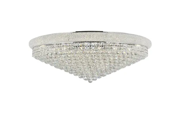 "Primo" means "first" in Italian, and Primo flush-mount fixtures are not only a top choice in elegant, dramatic lighting, they give you many choices in designs. Round and oblong frames in chrome or gold finishes are encircled at the top by a ring that's saturated in crystals. The body of the frame is covered with a profusion of crystals in an array of shapes, - forming layer after layer of shimmering brilliance. Collection: Primo Rooms: Dining room, Living room, Bedroom, Bathroom, Entry Way, Finish: Chrome Crystal: clear Notes: Royal Cut Crystal (Clear) Width: 42.00" Height: 14.50" Length: 42.00" Weight: 161.00 lb Wire: 19.68" Canopy: 33.46"x0.98" Number of Bulbs: 30 Maximum Wattage: 40.00 W Bulb Type: B10 Bulb Base: E12 Dimmable Voltage: 110.00 V Material: Steel Country of Origin: China Safety Listing: ETL Safety Rating: UL,ULC Manufacturer Warranty: 1 year limited