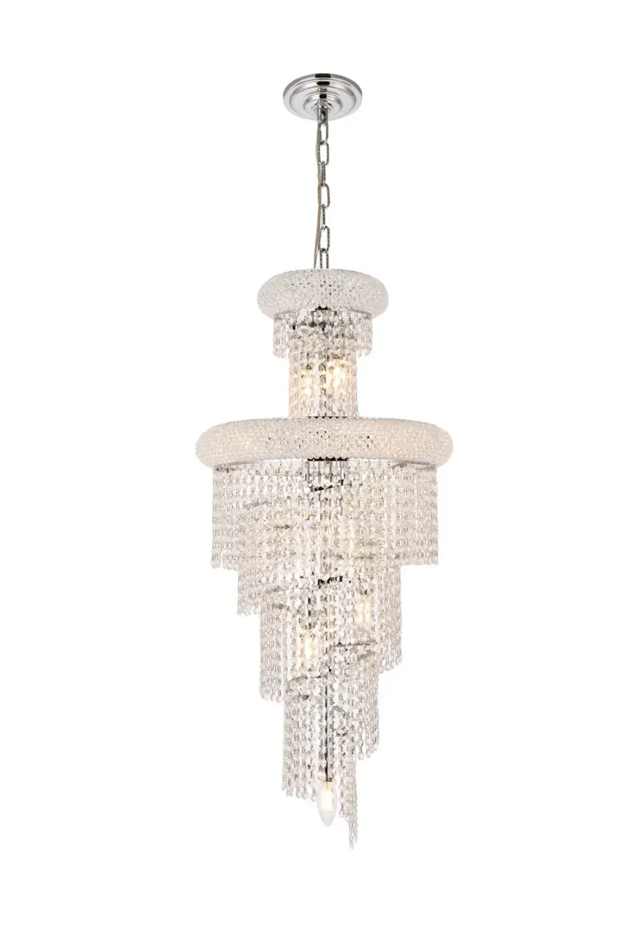 Spiral Ten Light Crystal Pendant in Chrome