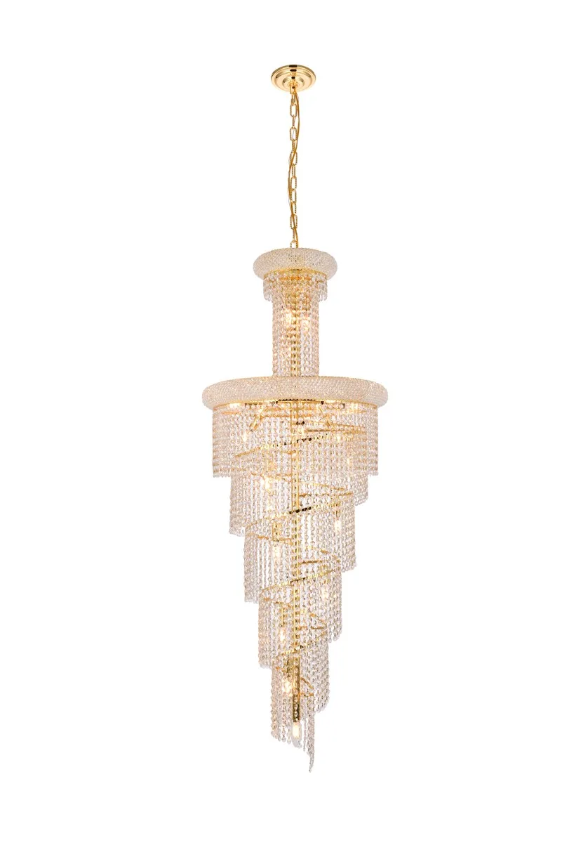 Spiral 22-Light Crystal Chandelier in Gold