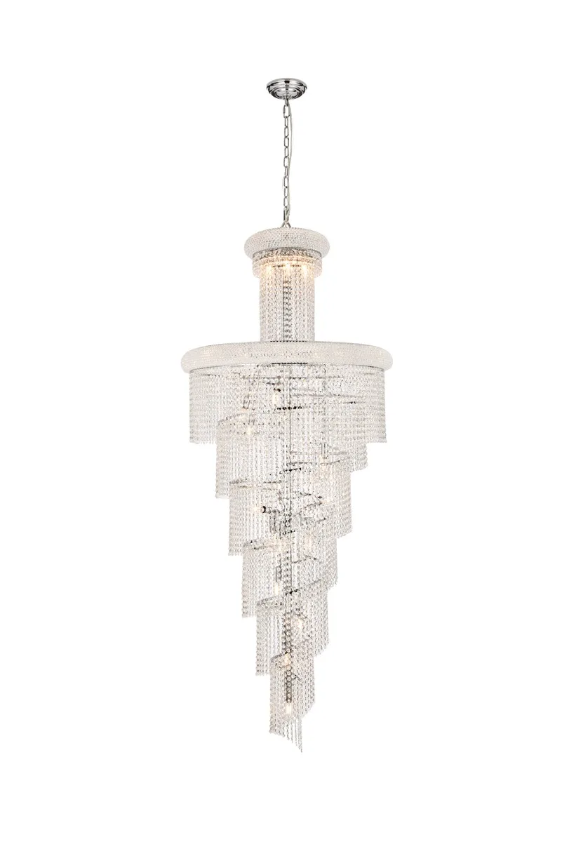 Spiral 28-Light Crystal Chandelier in Chrome