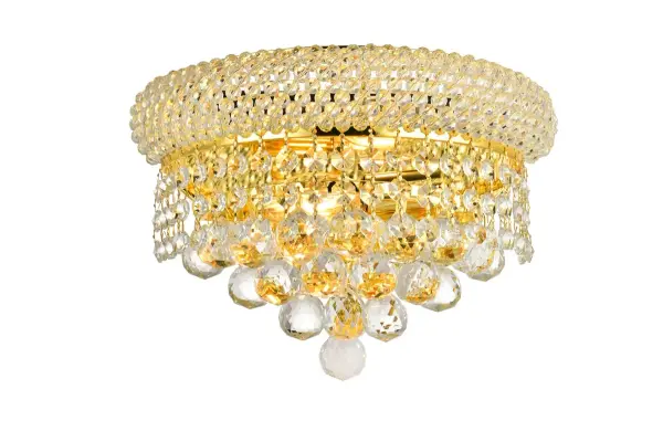 "Primo" means "first" in Italian, and the Primo wall sconces live up to their name as the top choice in classic, dramatic lighting. The gentle bell-shaped design adds graceful elegance to brighten any area of your home. A small ring on top, encrusted with crystals, holds strands of crystal octagons that flow outward to the larger bottom ring, laden with more crystals. Below that, this shimmering fixture culminates in descending layers of crystal octagons, balls, or drops, which come together with a Single ball at the bottom. Collection: Primo Rooms: Hallway, Living room, Bedroom, Bathroom, Entry Way, Finish: Gold Crystal: clear Notes: Royal Cut Crystal (Clear) Width: 7.00" Height: 6.00" Length: 12.00" Weight: 6.00 lb Extension from Wall: 7.00" Wire: 11.81" Canopy: 5.11``x9.05`` Number of Bulbs: 2 Maximum Wattage: 40.00 W Bulb Type: B10 Bulb Base: E12 Dimmable Voltage: 110.00 V Material: Steel Country of Origin: China Safety Listing: ETL Safety Rating: Damp Title 20 Title 24 Manufacturer Warranty: 1 year limited
