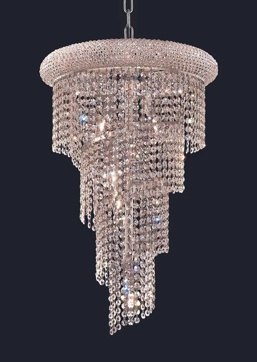 Spiral 8-Light Crystal Pendant in Chrome