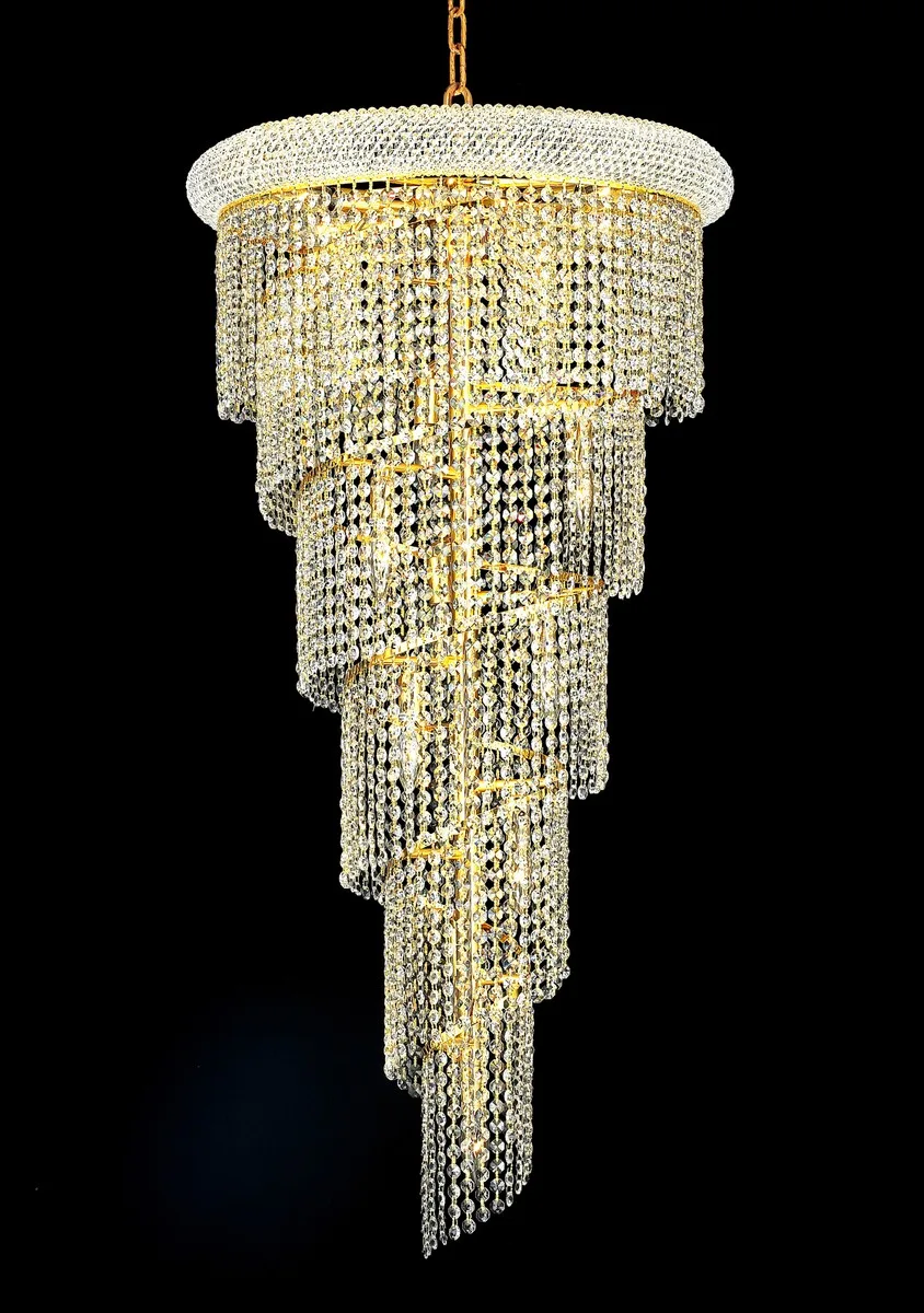 Spiral 18 Light Chandelier in Gold