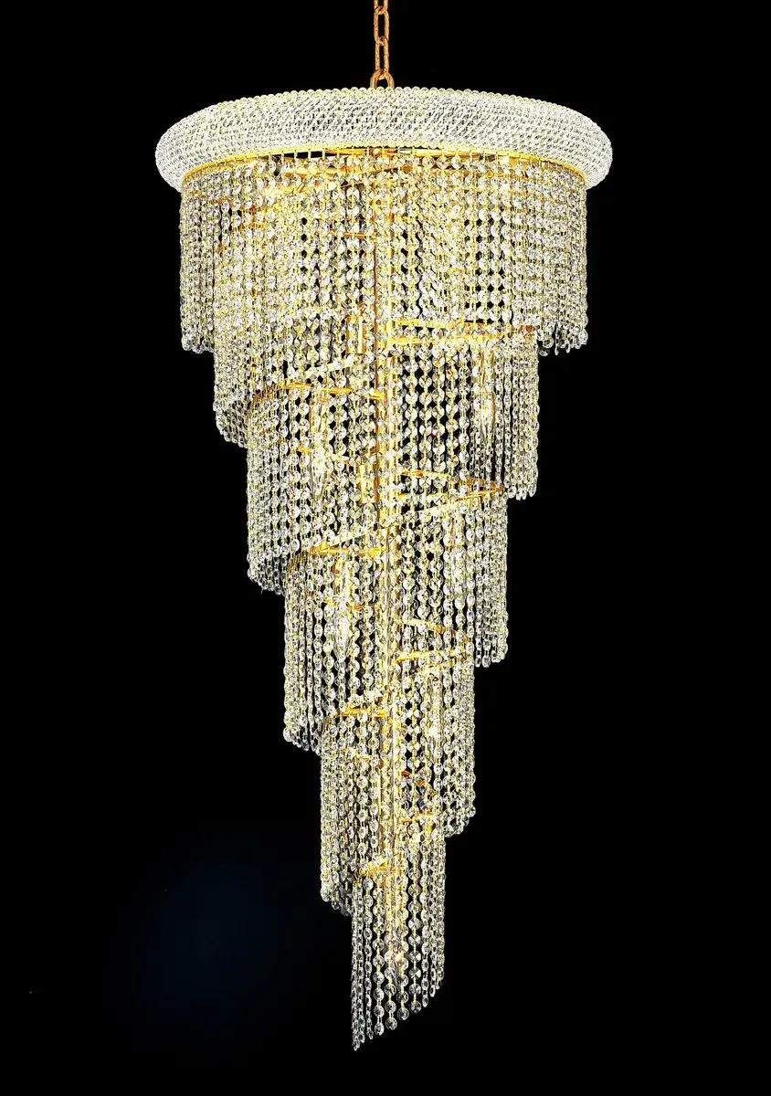 Spiral 18-Light Crystal Chandelier in Gold