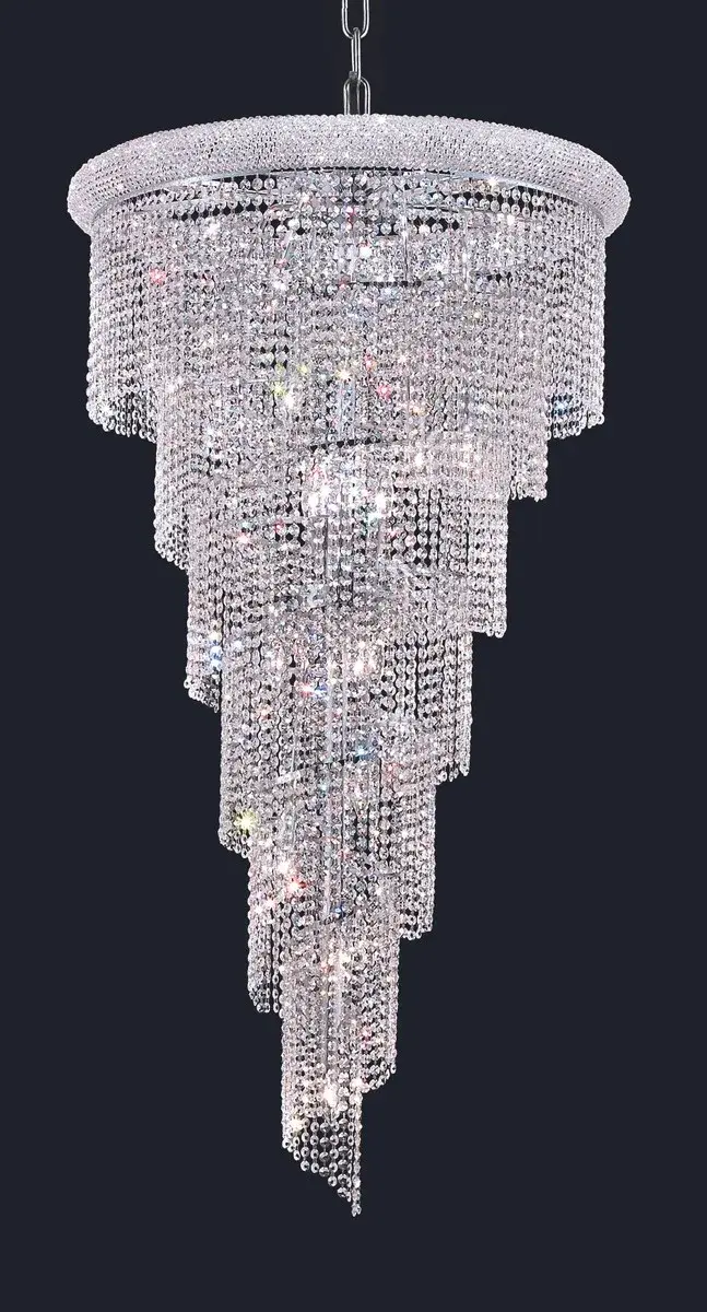 Spiral 22-Light Crystal Chandelier in Chrome