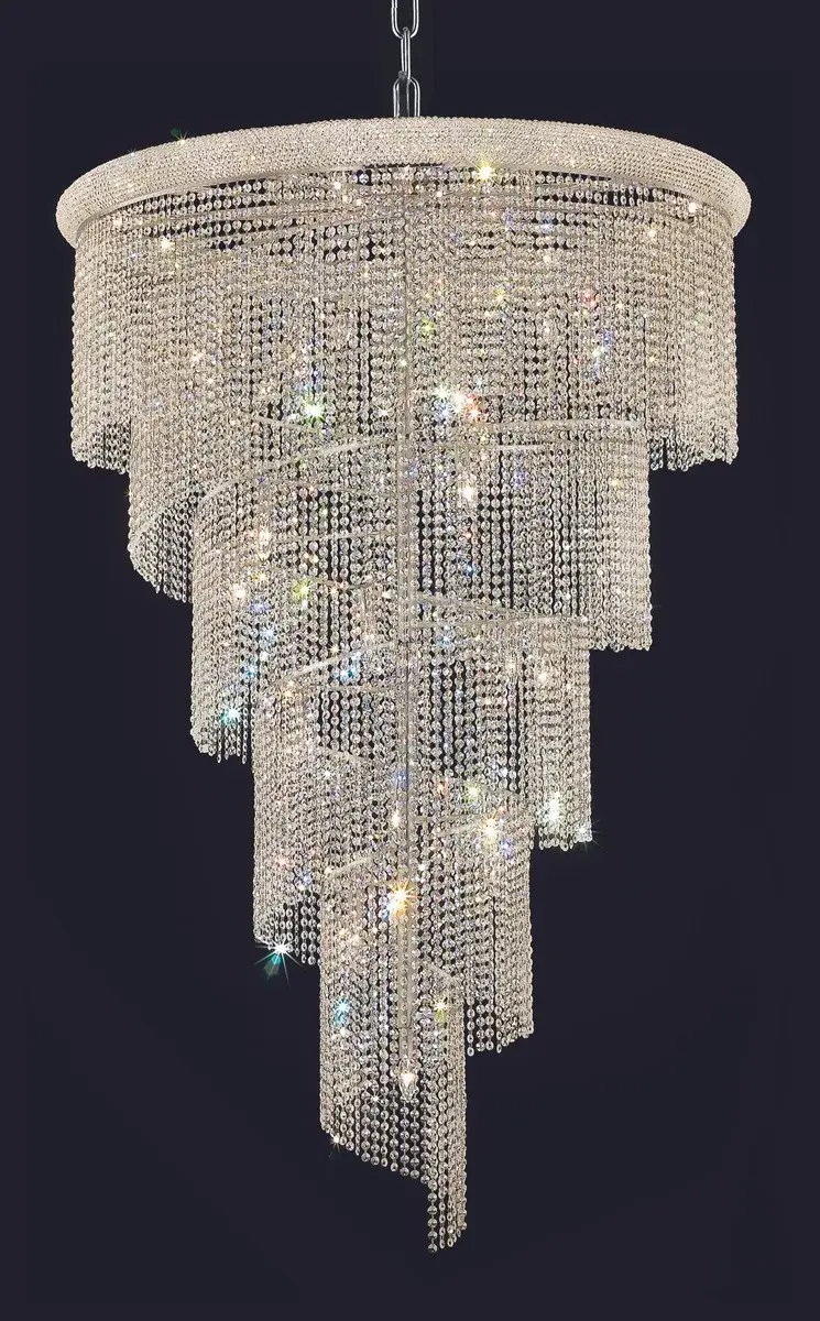 Spiral 29-Light Crystal Chandelier in Chrome