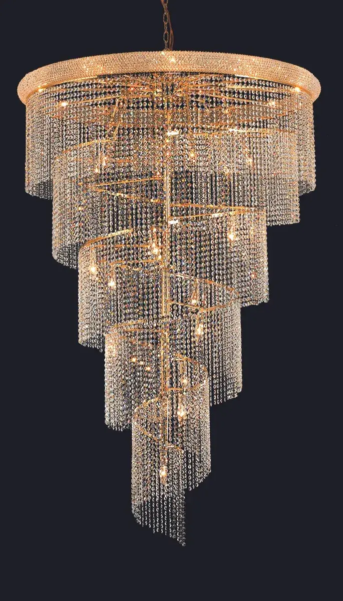 Spiral 29-Light Crystal Chandelier in Gold