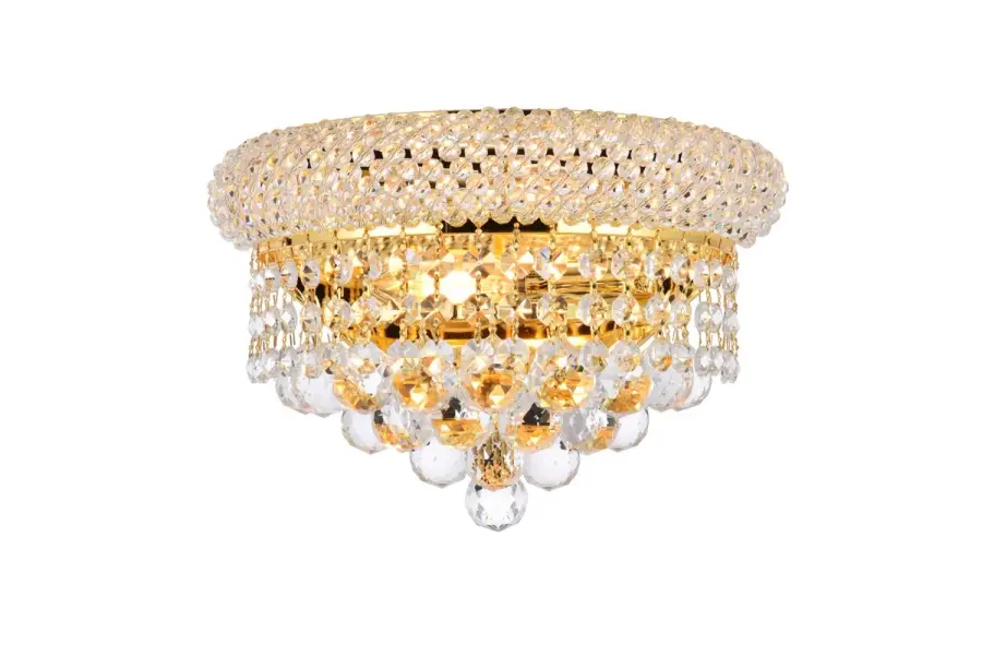 Primo Two Light Crystal Wall Sconce in Gold