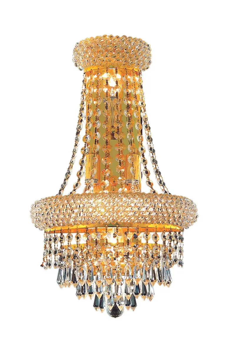 Primo Four Light Crystal Wall Sconce in Gold