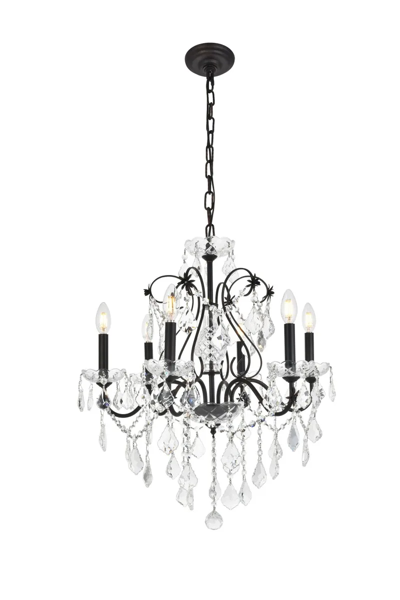 St. Francis 6-Light Crystal Chandelier in Dark Bronze