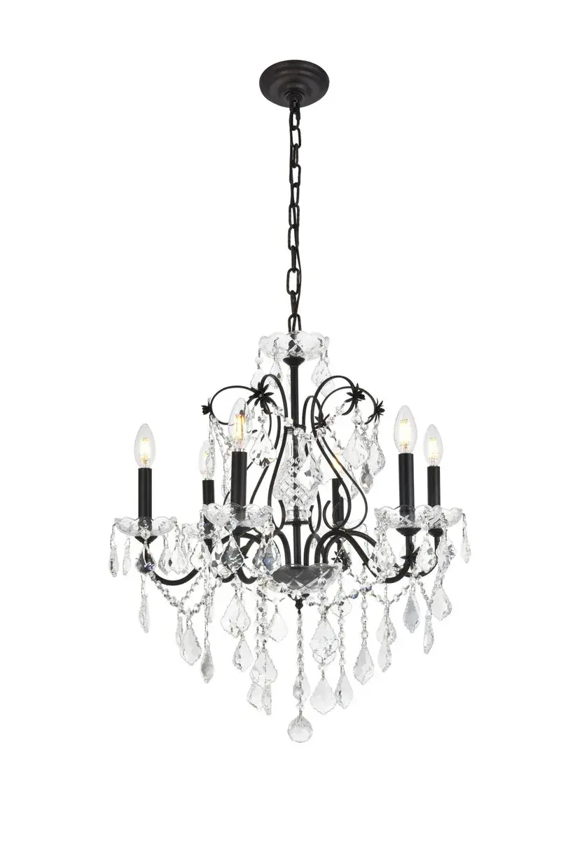 St. Francis 6-Light Crystal Chandelier in Dark Bronze