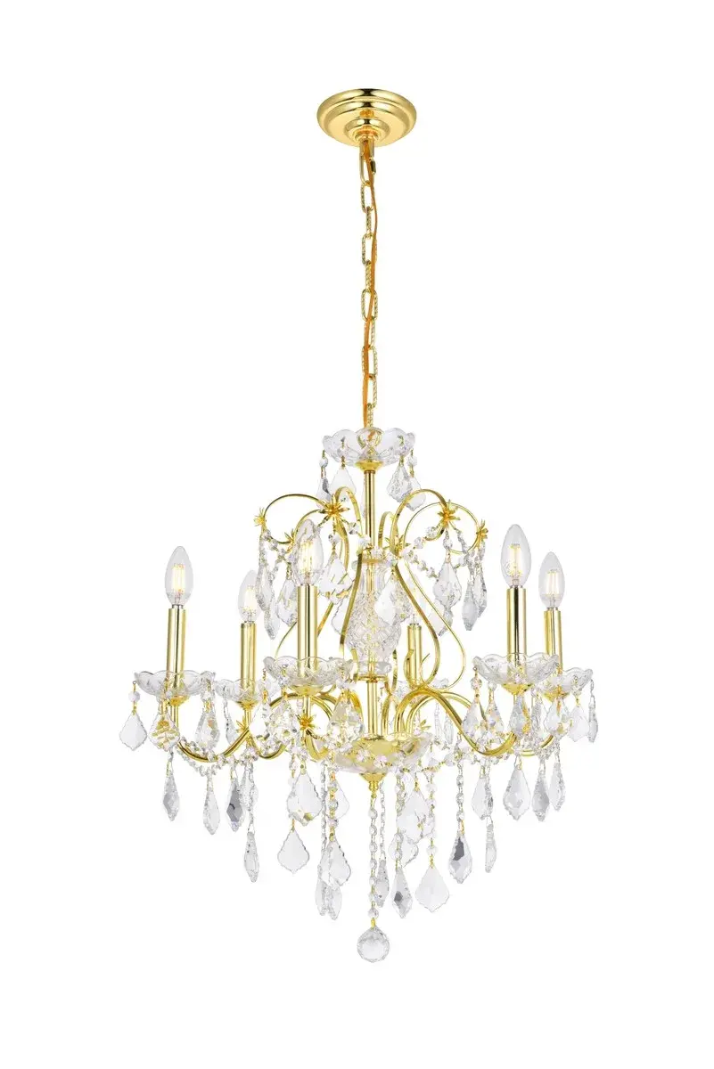St. Francis 6-Light Crystal Chandelier in Gold