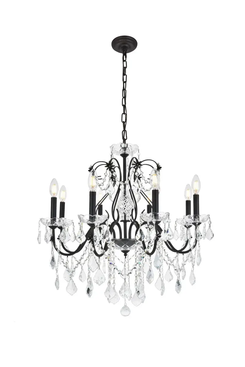 St. Francis 8-Light Crystal Chandelier in Dark Bronze