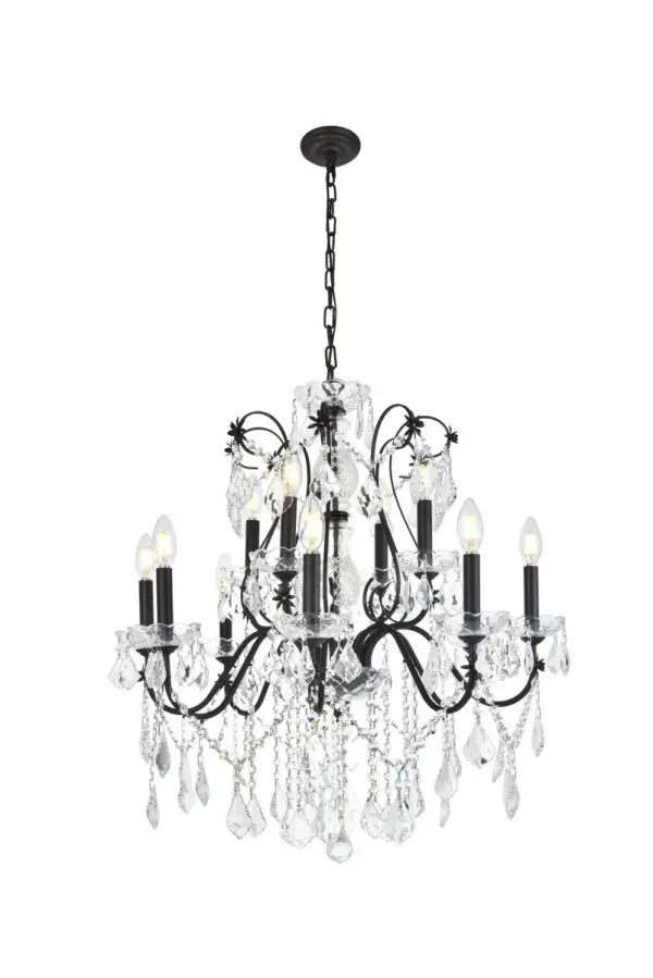 St. Francis 12-Light Crystal Chandelier in Dark Bronze
