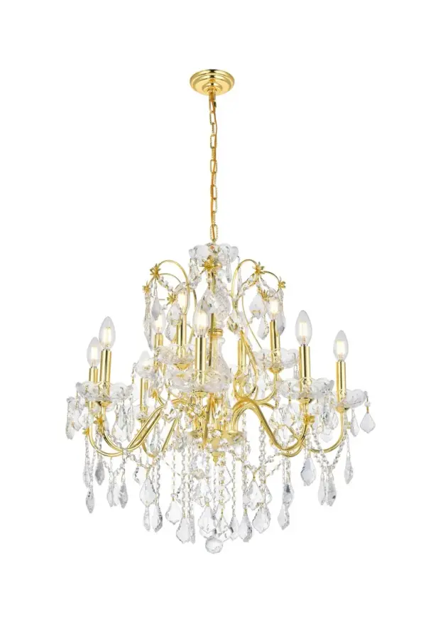 St. Francis 12-Light Crystal Chandelier in Gold