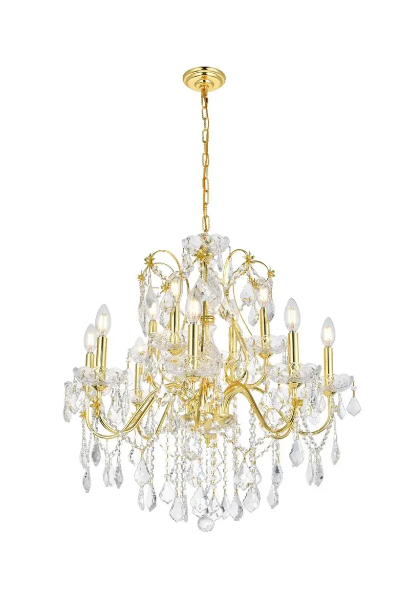 St. Francis 12-Light Crystal Chandelier in Gold