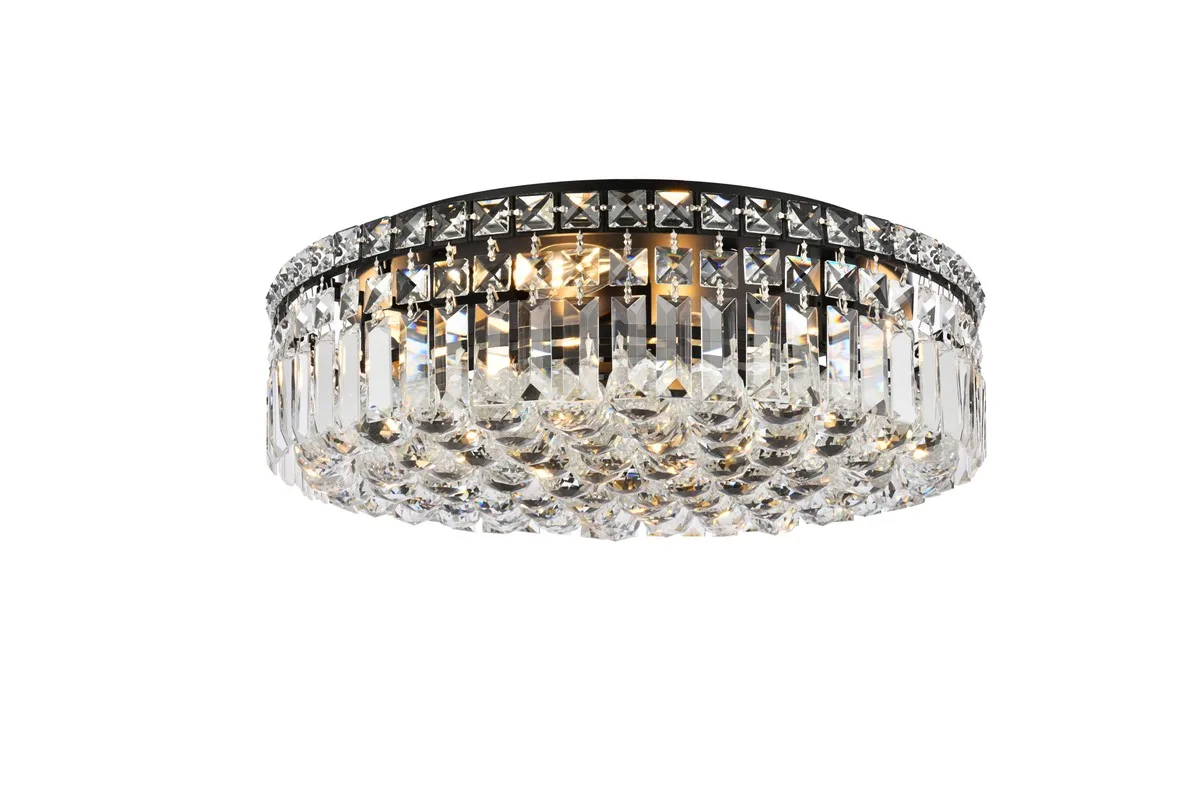 Maxime 6-Light Crystal Flush Mount in Black