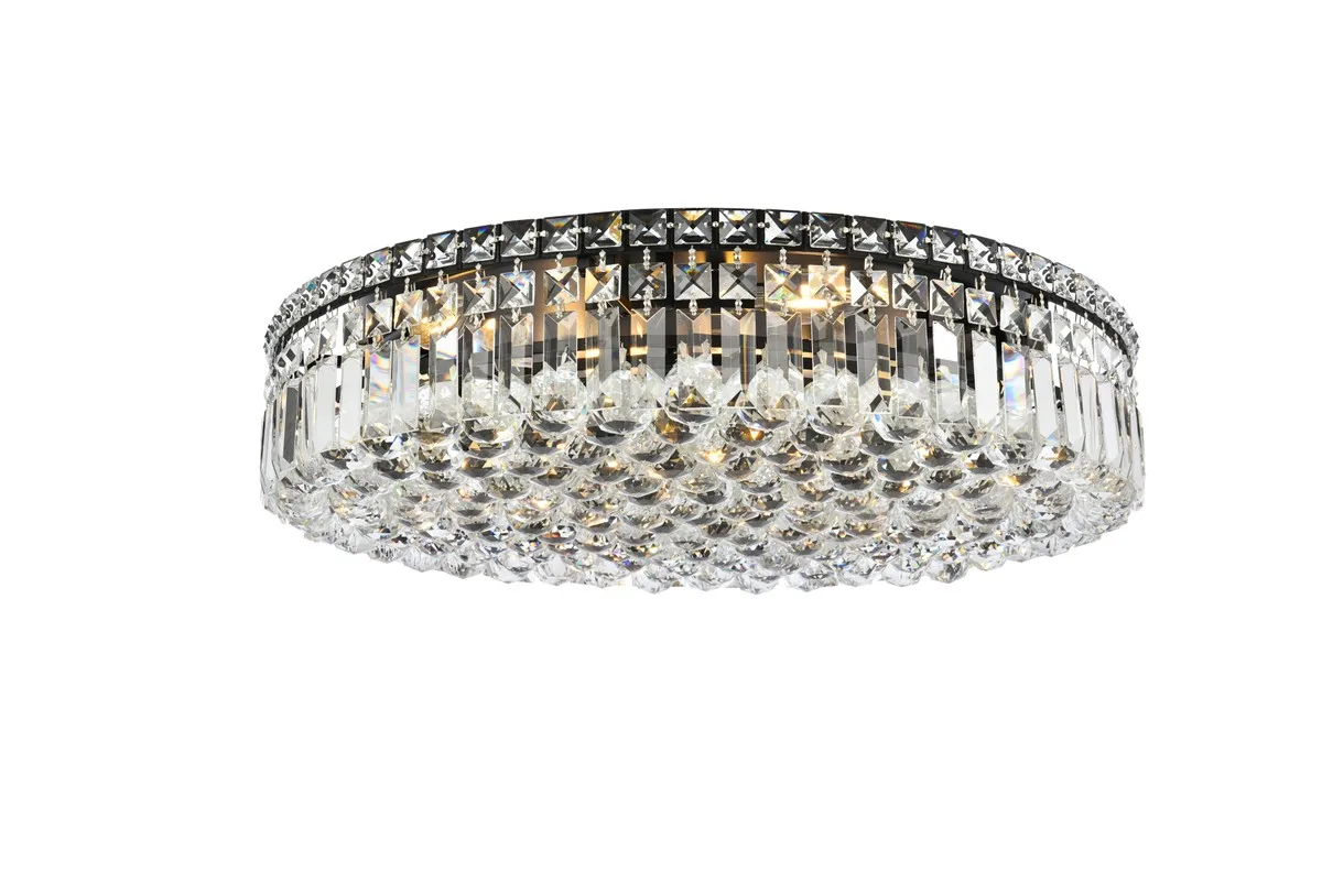 Maxime 9-Light Crystal Flush Mount in Black