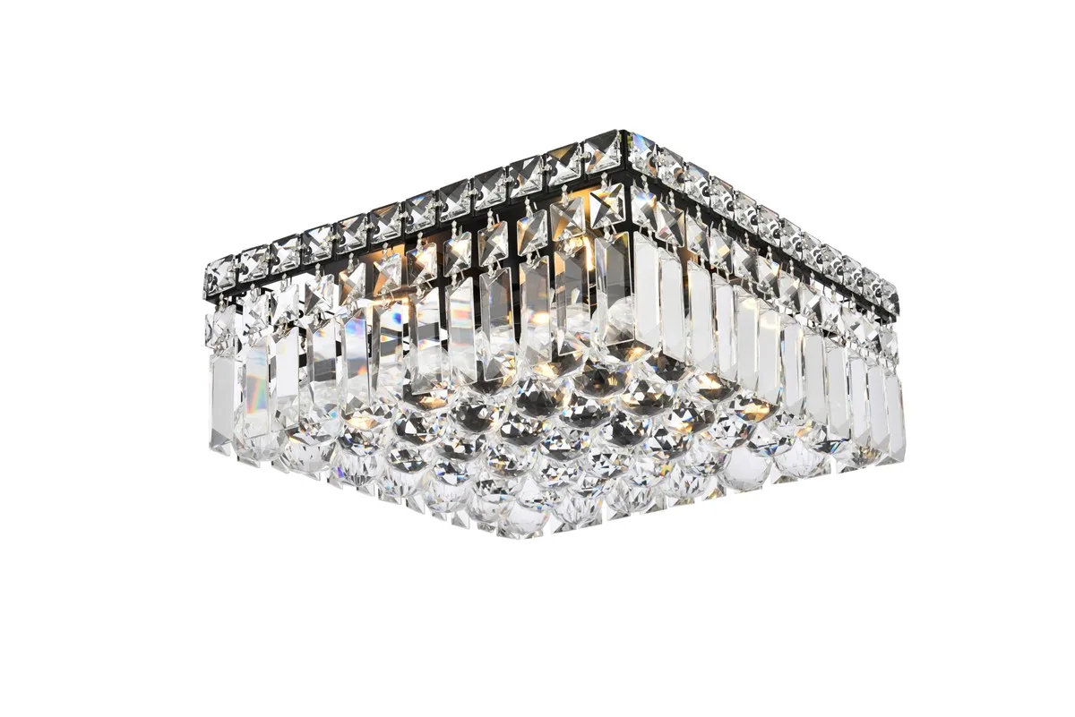 Maxime Four Light Flush Mount in Black and Clear