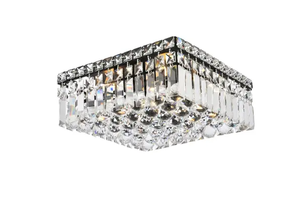 Maxime Four Light Flush Mount in Black and Clear Crystal