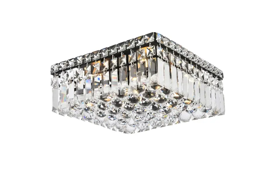 Maxime Four Light Flush Mount in Black and Clear Crystal