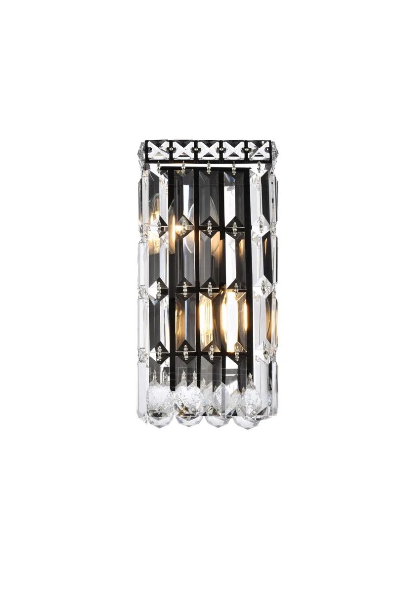Maxime Two Light Wall Sconce in Black and Clear