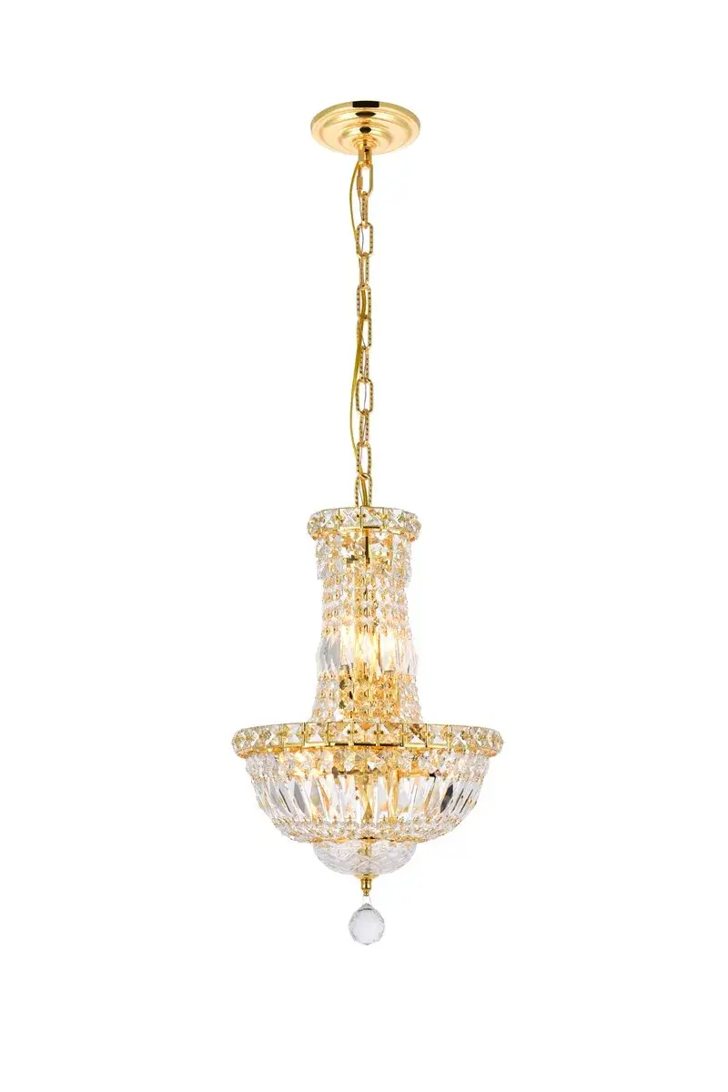 Tranquil Six Light Crystal Pendant in Gold