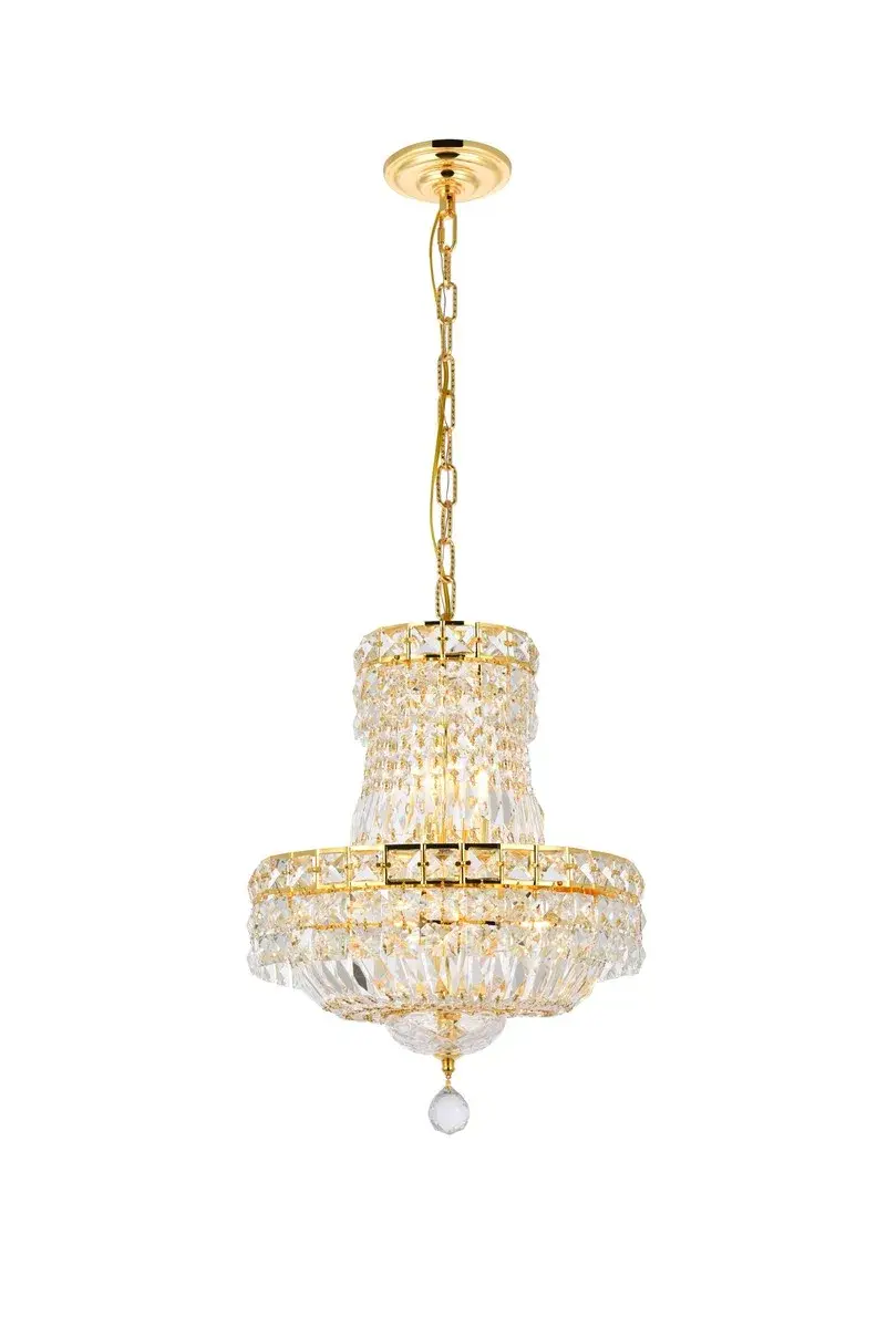 Tranquil Six Light Crystal Pendant in Gold