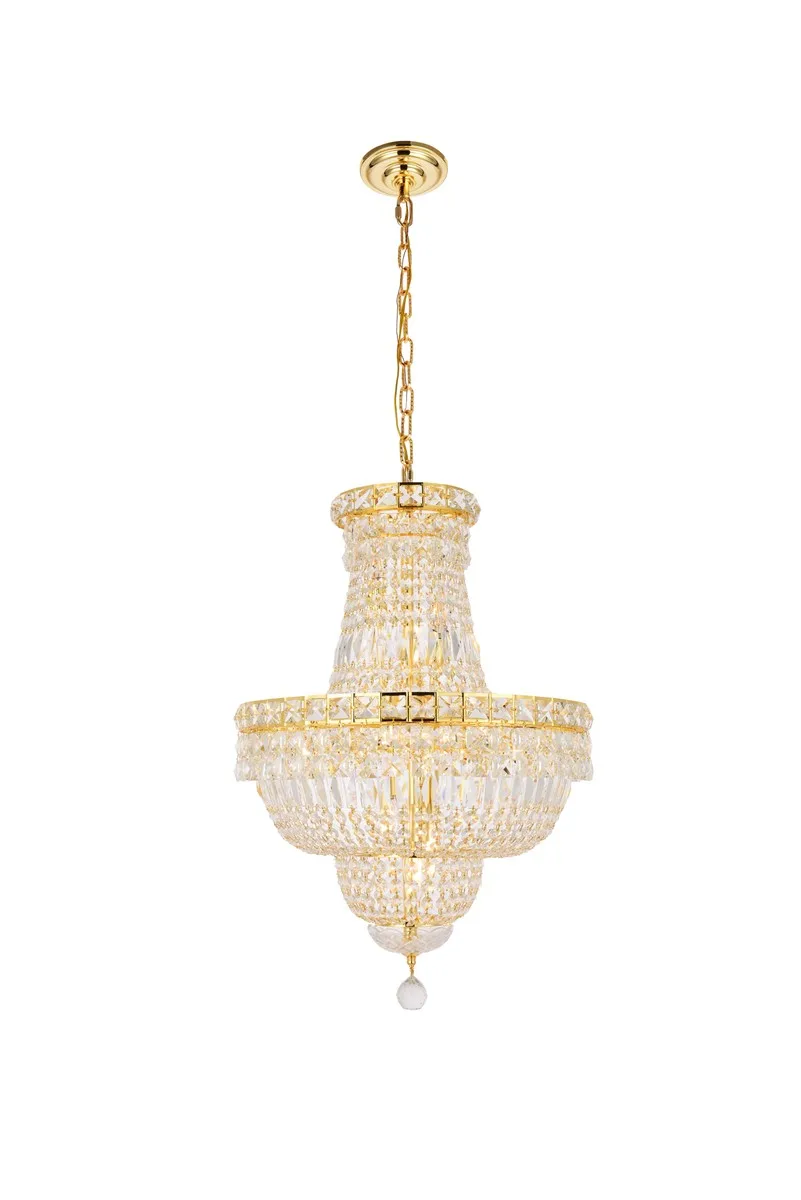 Tranquil 12-Light Crystal Pendant in Gold