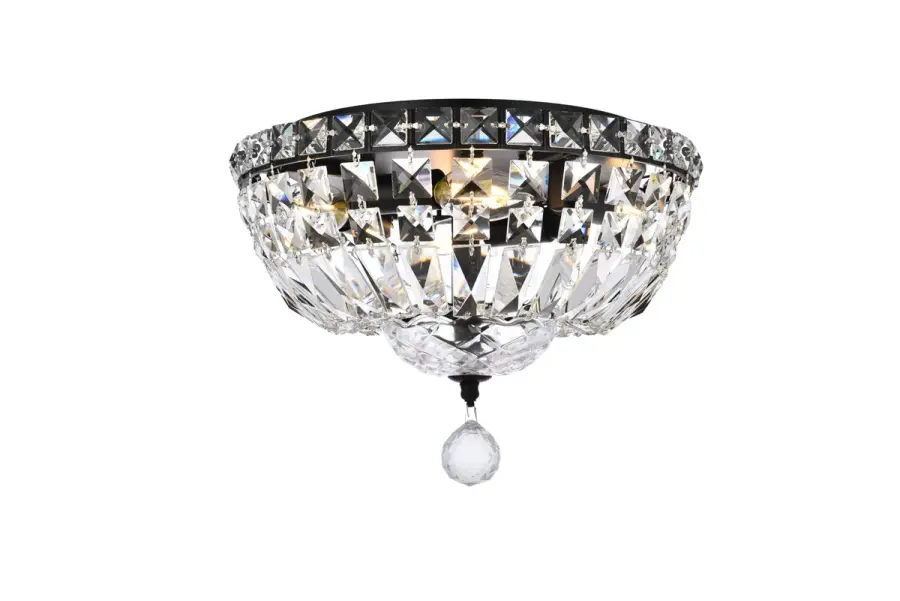 Tranquil Four Light Flush Mount in Black and Clear Crystal
