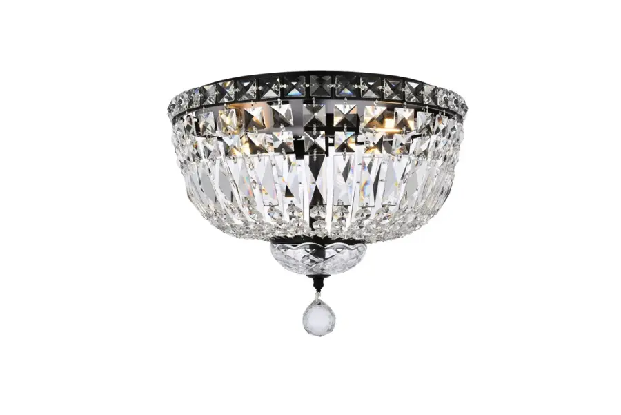 Tranquil 4-Light Flush Mount in Black and Clear Crystal