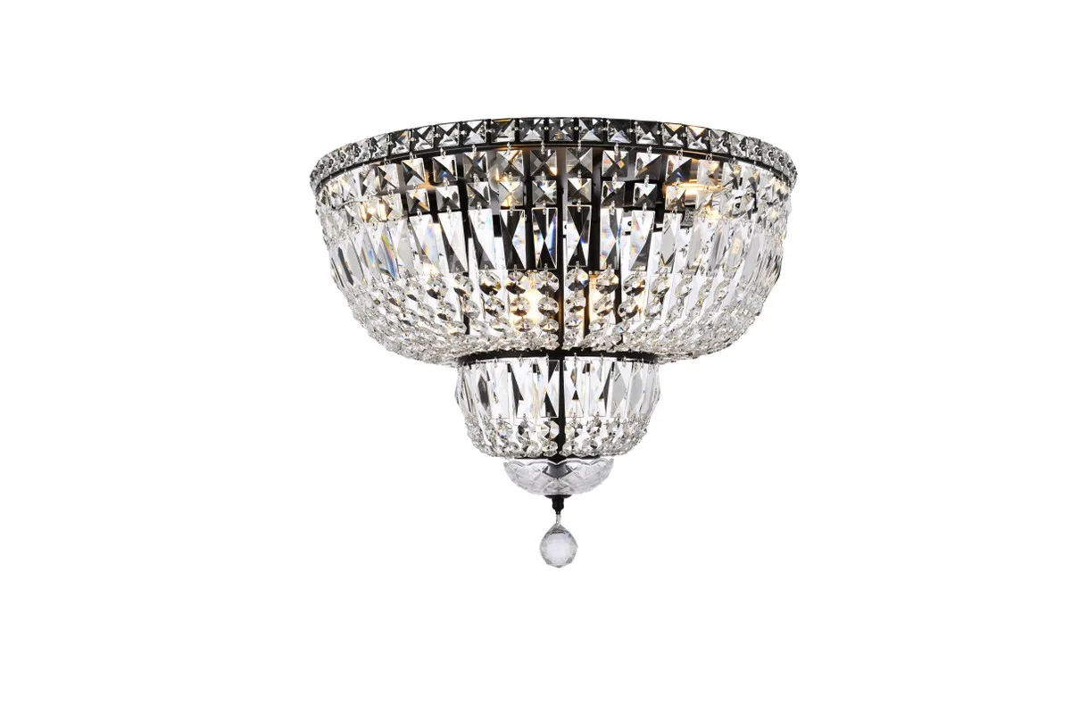 Tranquil 10-Light Flush Mount in Black and Clear Crystal