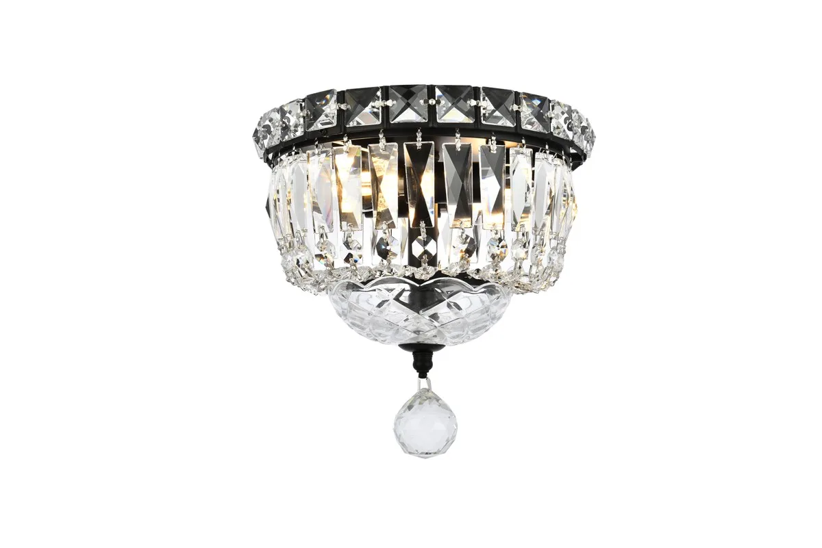 Tranquil Two Light Flush Mount in Black and Clear