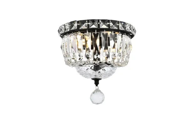 Tranquil Two Light Flush Mount in Black and Clear Crystal