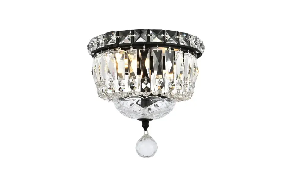Tranquil Two Light Flush Mount in Black and Clear Crystal
