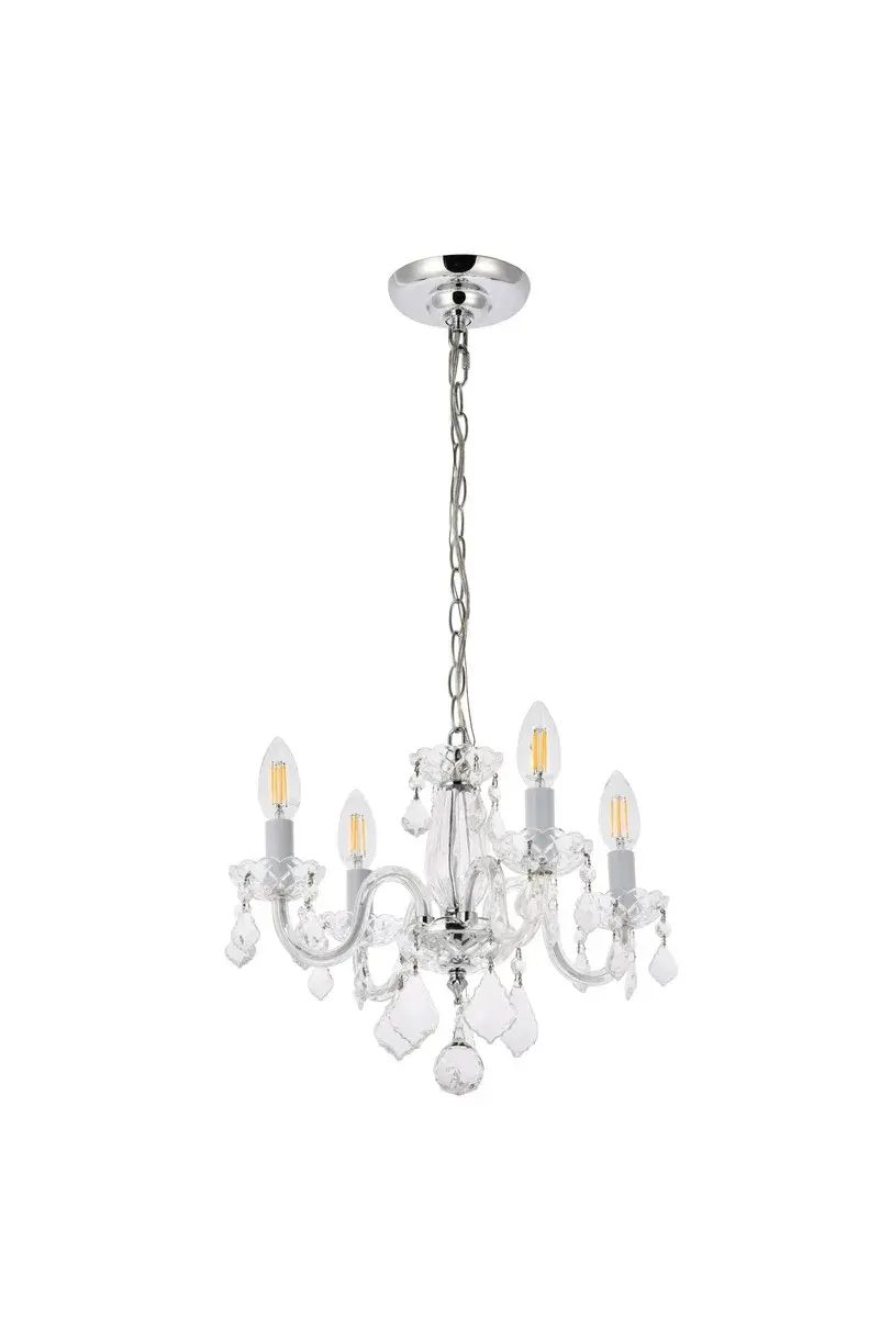 Rococo Four Light Mini Chandelier in Chrome