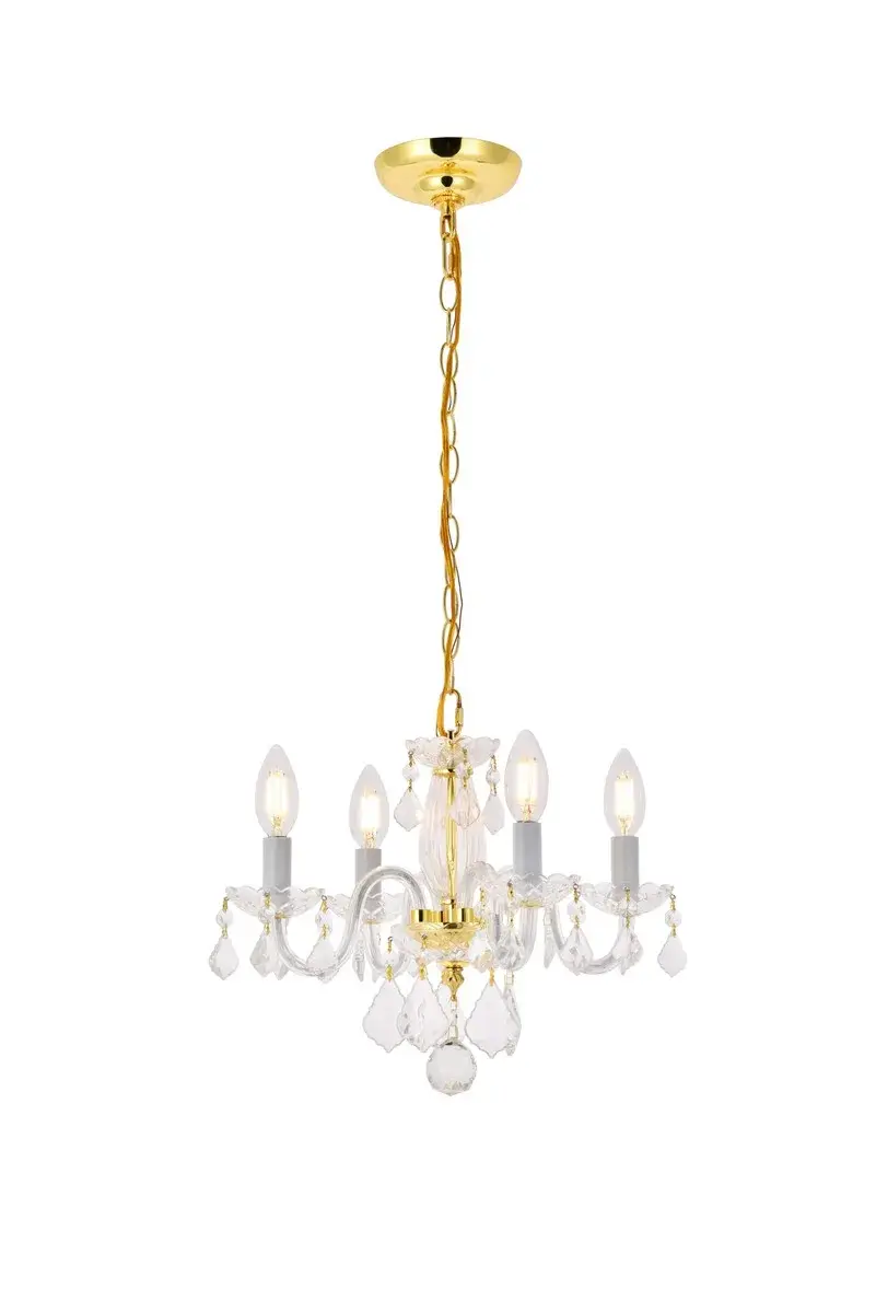 Rococo Four Light Mini Chandelier in Gold