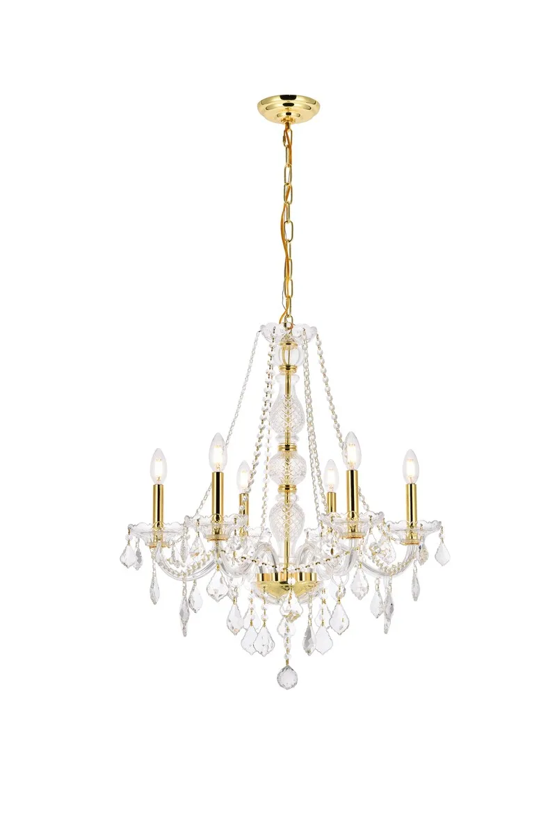Verona Six Light Chandelier in Gold