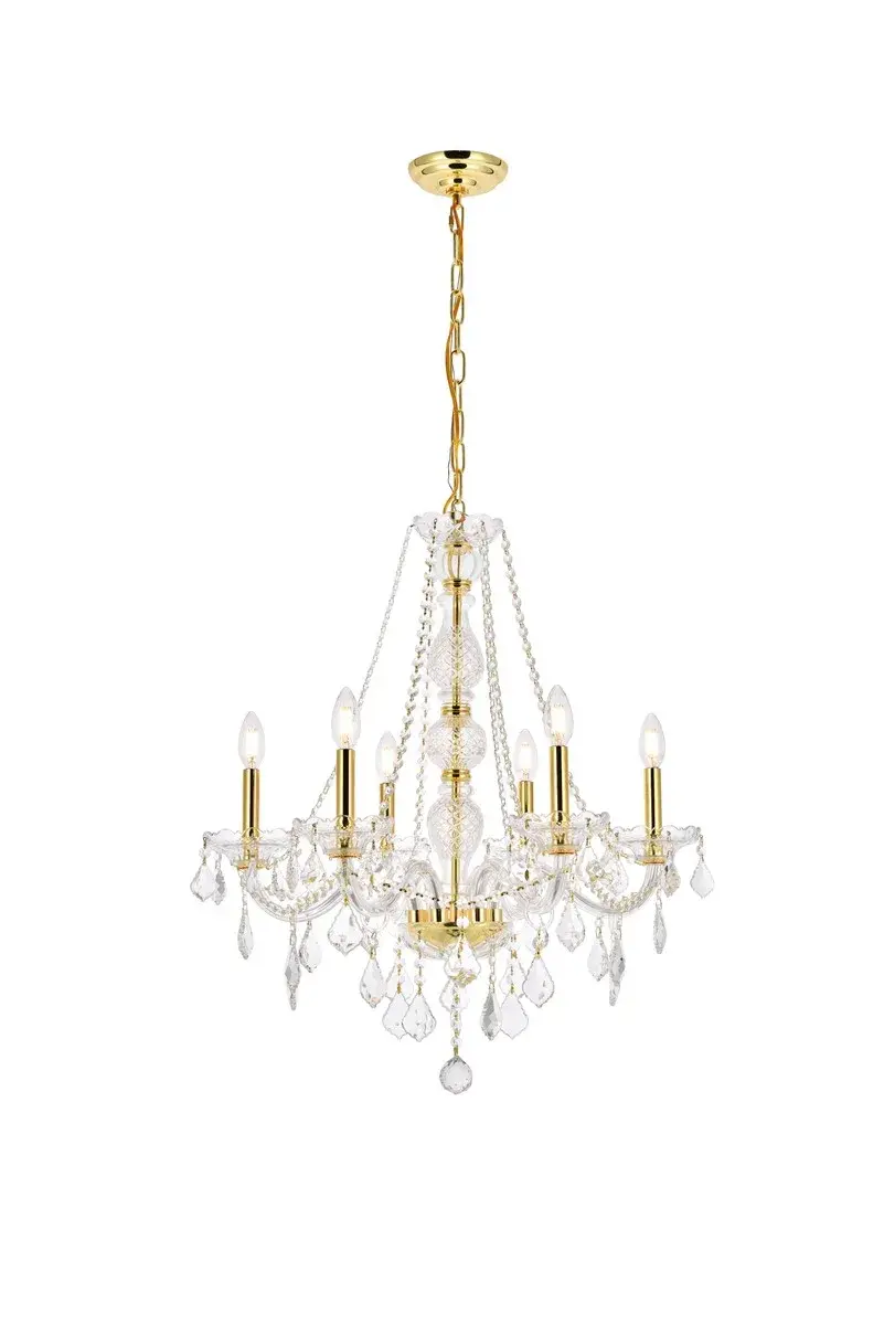 Verona 6-Light Crystal Chandelier in Gold
