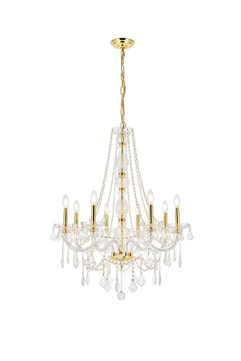 Verona 8-Light Crystal Chandelier in Gold