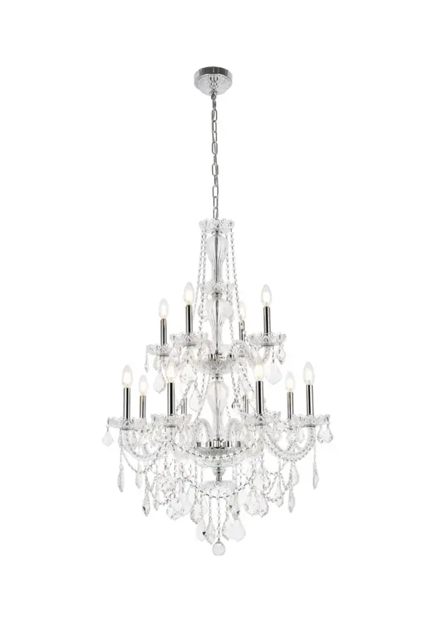 Giselle 12-Light Crystal Chandelier in Chrome