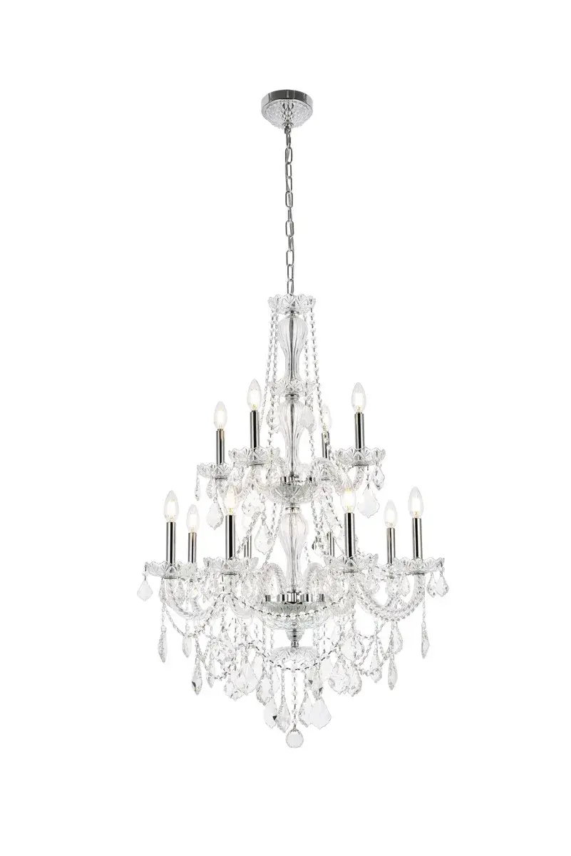 Giselle 12-Light Crystal Chandelier in Chrome