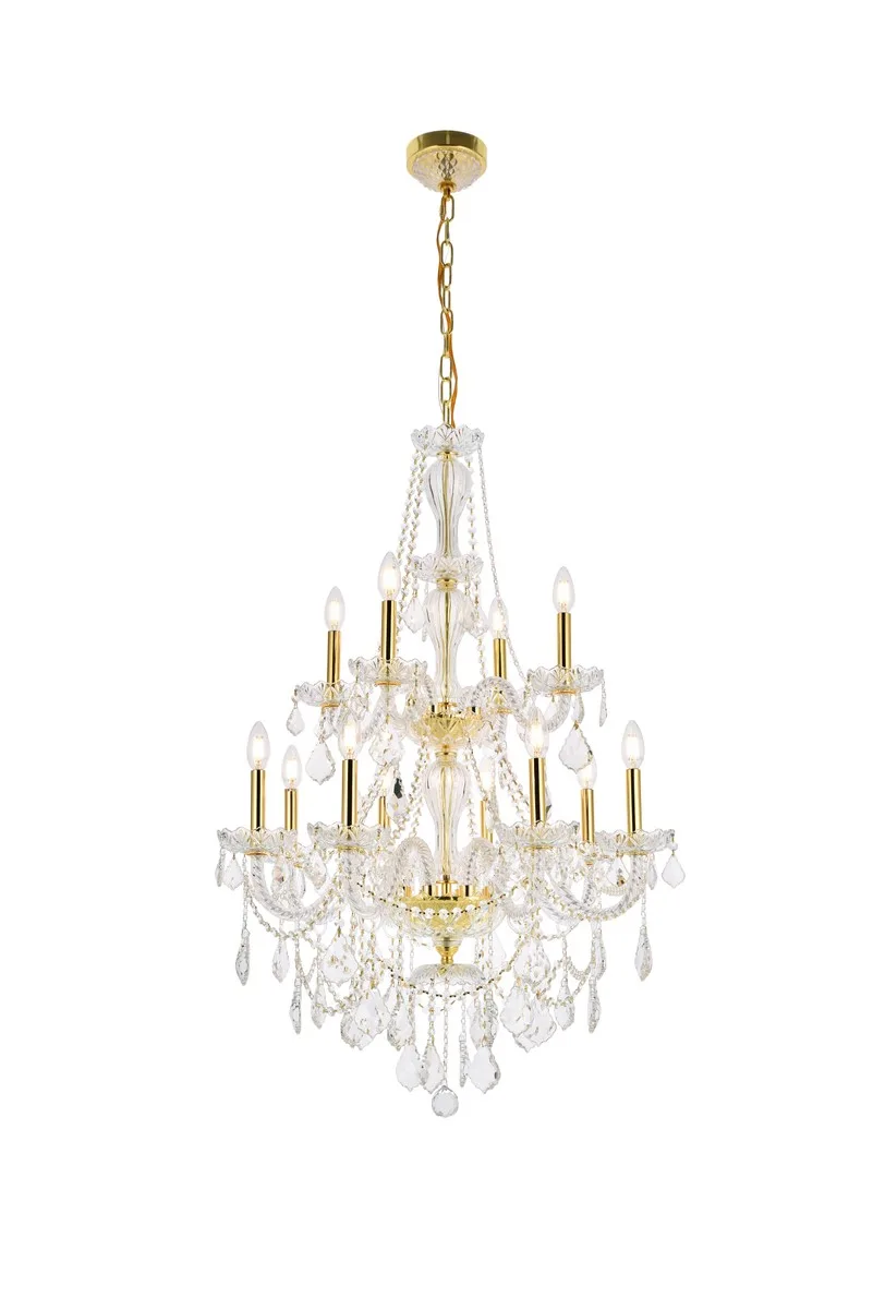 Giselle 12 Light Chandelier in Gold