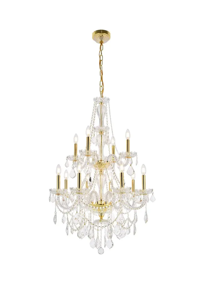 Giselle 12-Light Crystal Chandelier in Gold